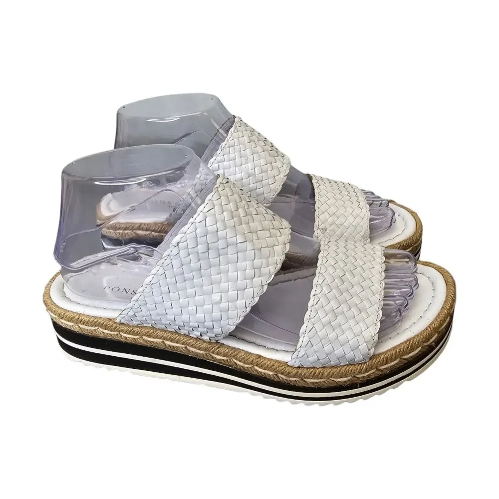 Pons Quintana Women's Milan White Espadrille Wedge Sandals Made in Spain EU 38